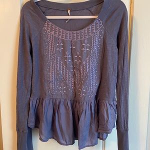 Free people medium knit embroidered top